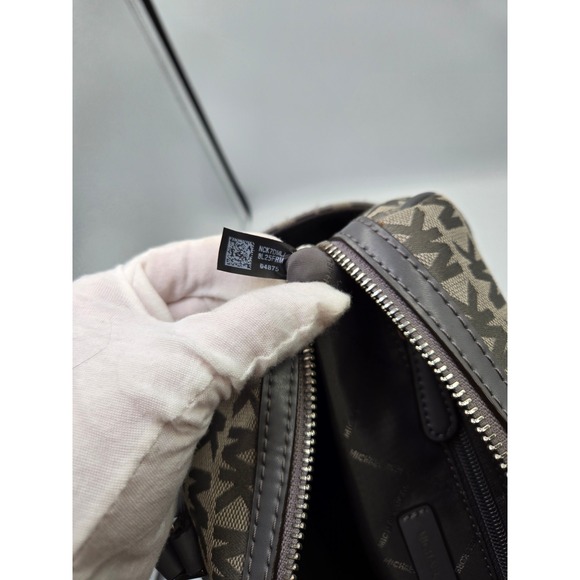 Michael Kors Monogram Satchel Handbag‎ Gray Canvas Leather Top Handle Bag MK - Picture 11 of 12